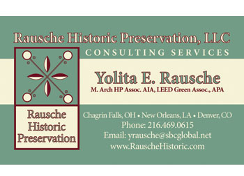 Business Card for Rausche Historic Preservation developed by Westervelt Design