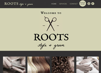 Website for Roots Style and Groom developed by Westervelt Design