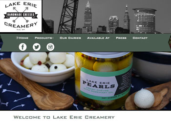 Website for Lake Erie Creamery developed by Westervelt Design