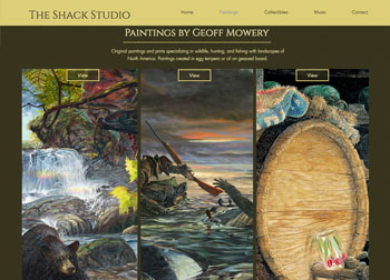 Website for The Shack Studio-Geoff Mowery developed by Westervelt Design