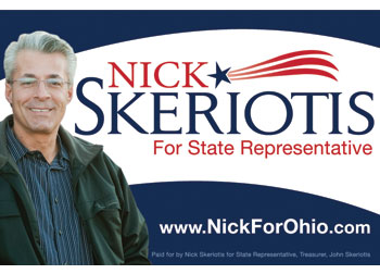 Political banner for Nick Skeriotis developed by Westervelt Design