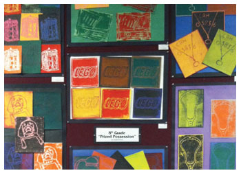 Print making of a prized possession by students of Stacy Westervelt